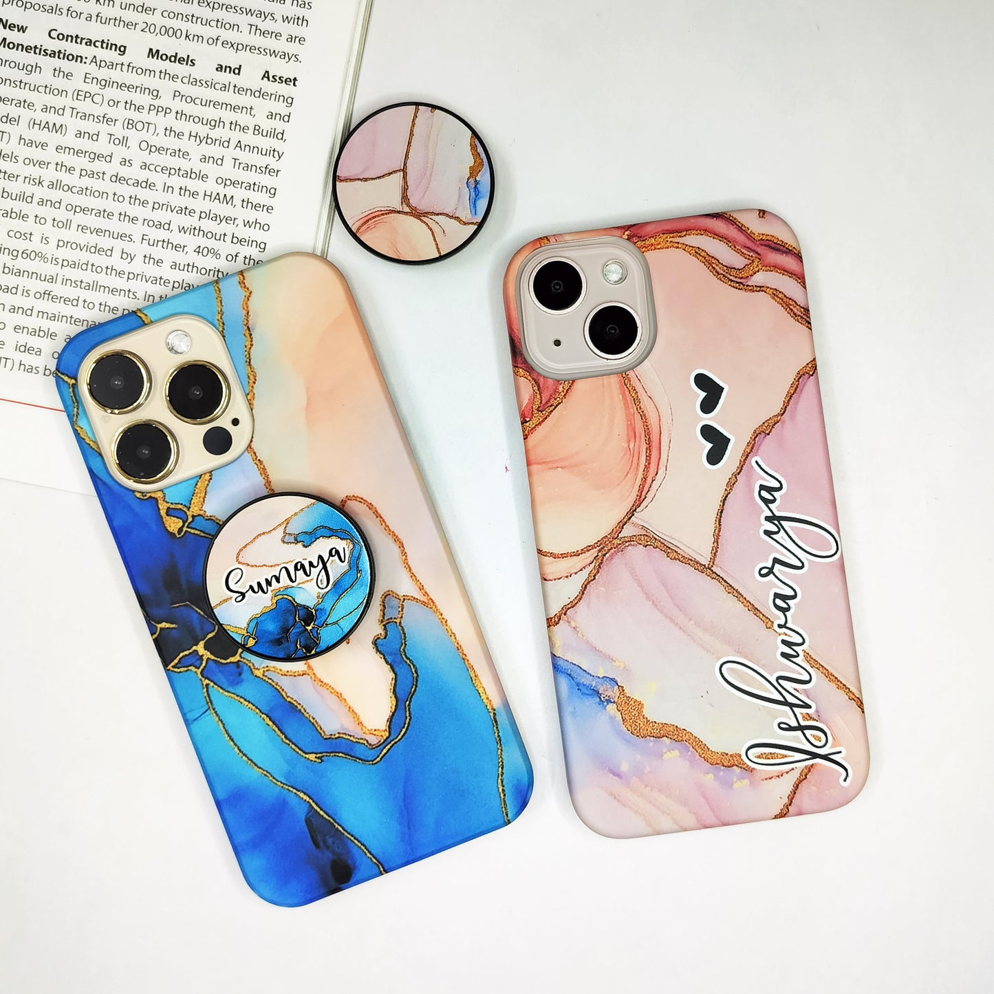 Marble With Golden Print Effect Phone Case And Cover