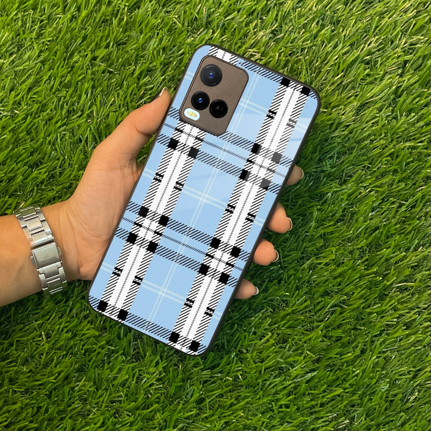 Check Glass Phone Case And Cover For Vivo
