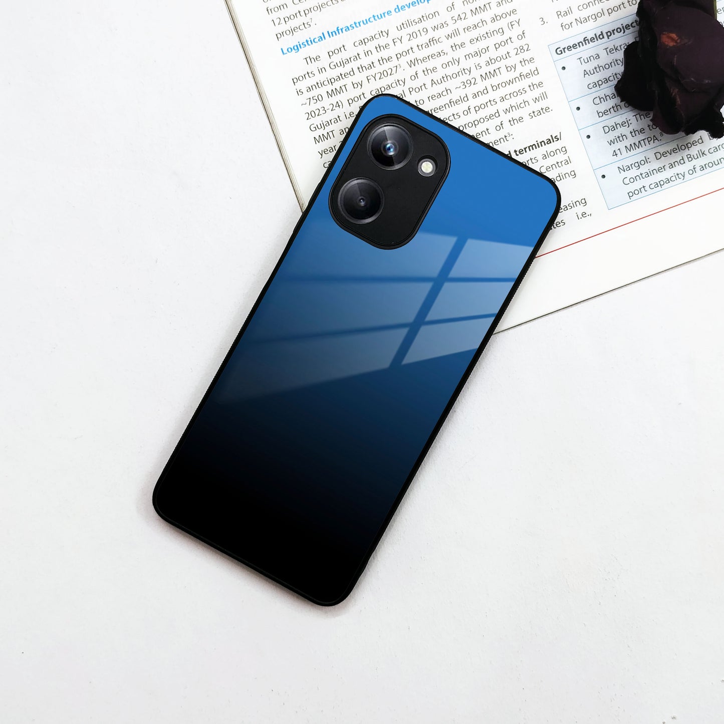 Blue Gradient Glass Case Cover For Realme/Narzo