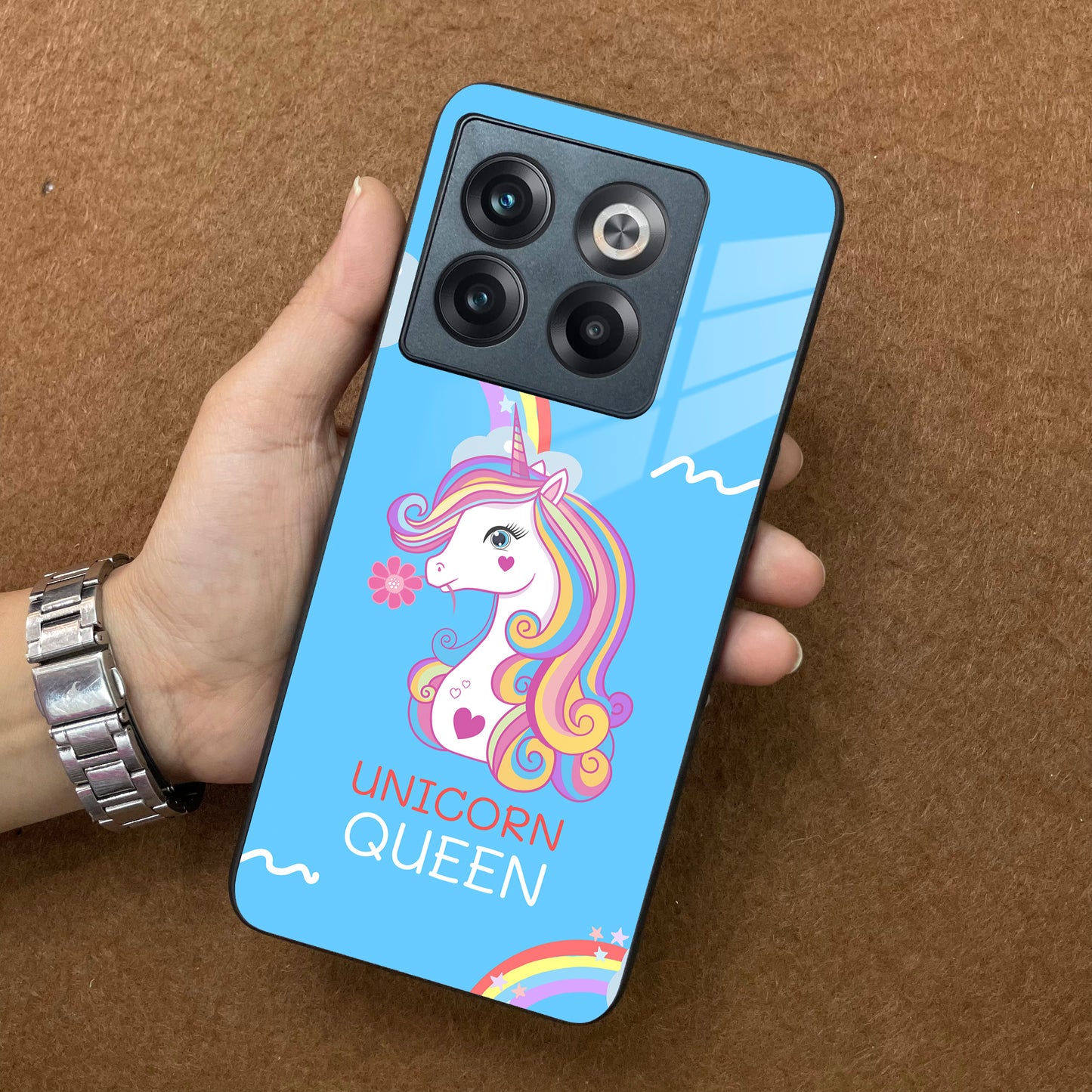 Blue Unicorn Queen Glass Phone Case For OnePlus