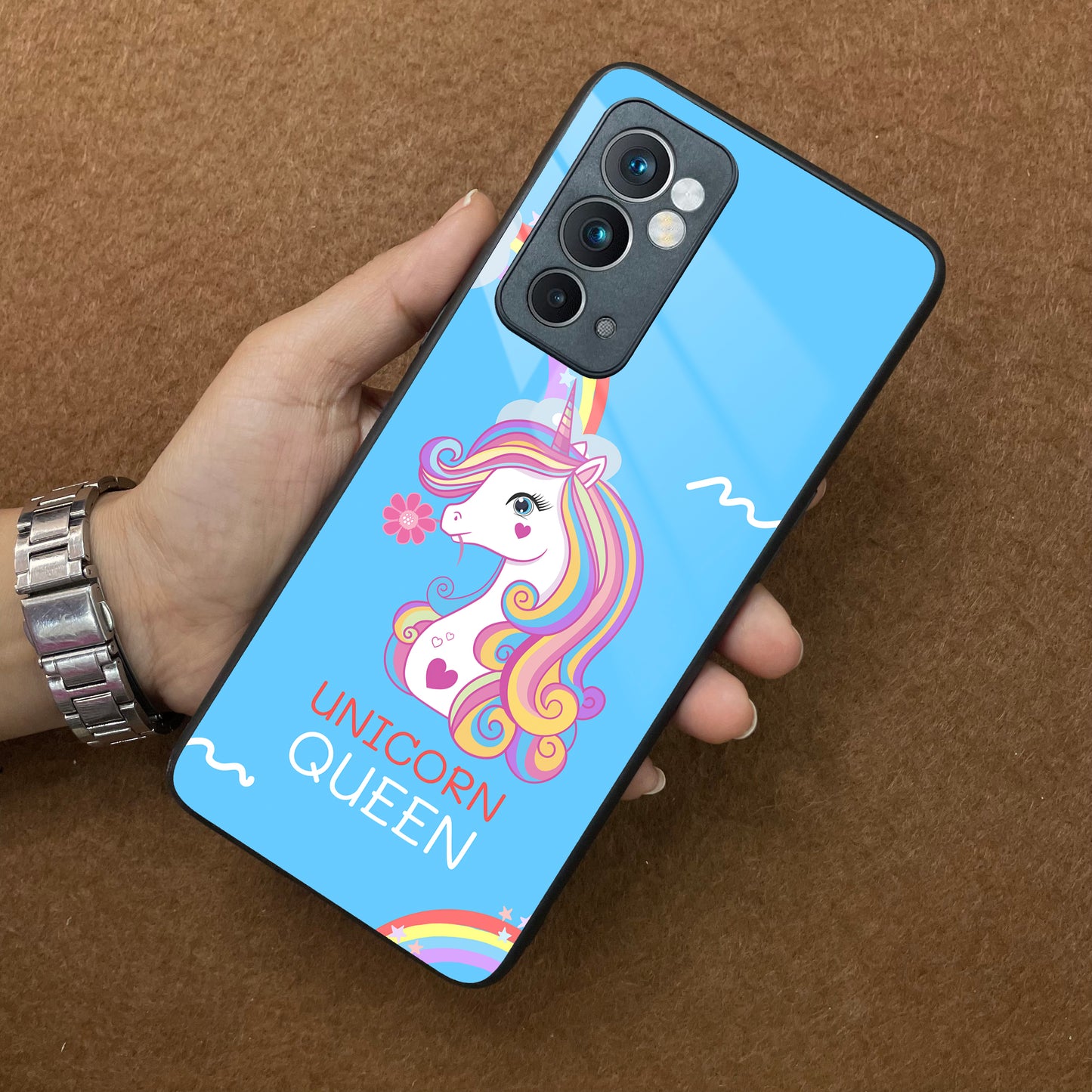 Blue Unicorn Queen Glass Phone Case For OnePlus