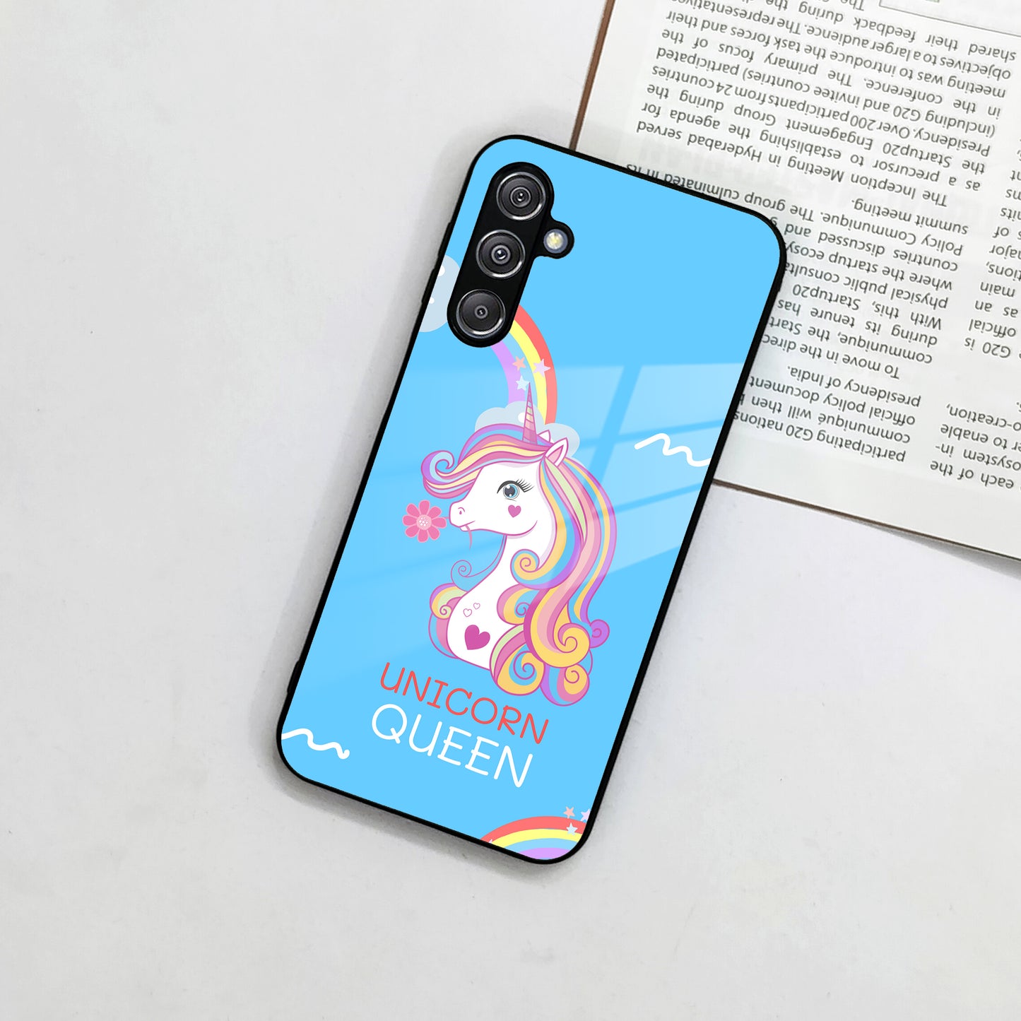 Blue Unicorn Queen Glass Phone Case For Samsung