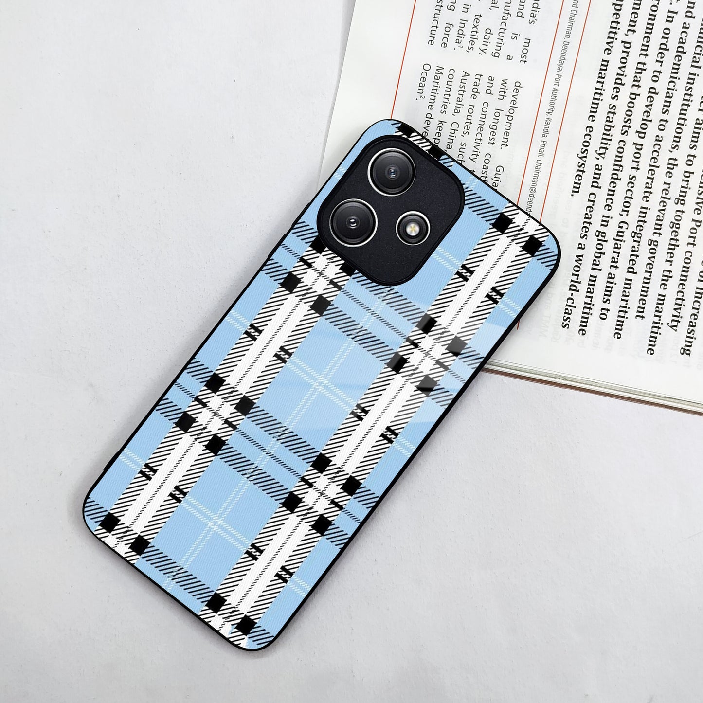 Check Glass Phone Case And Cover For Poco