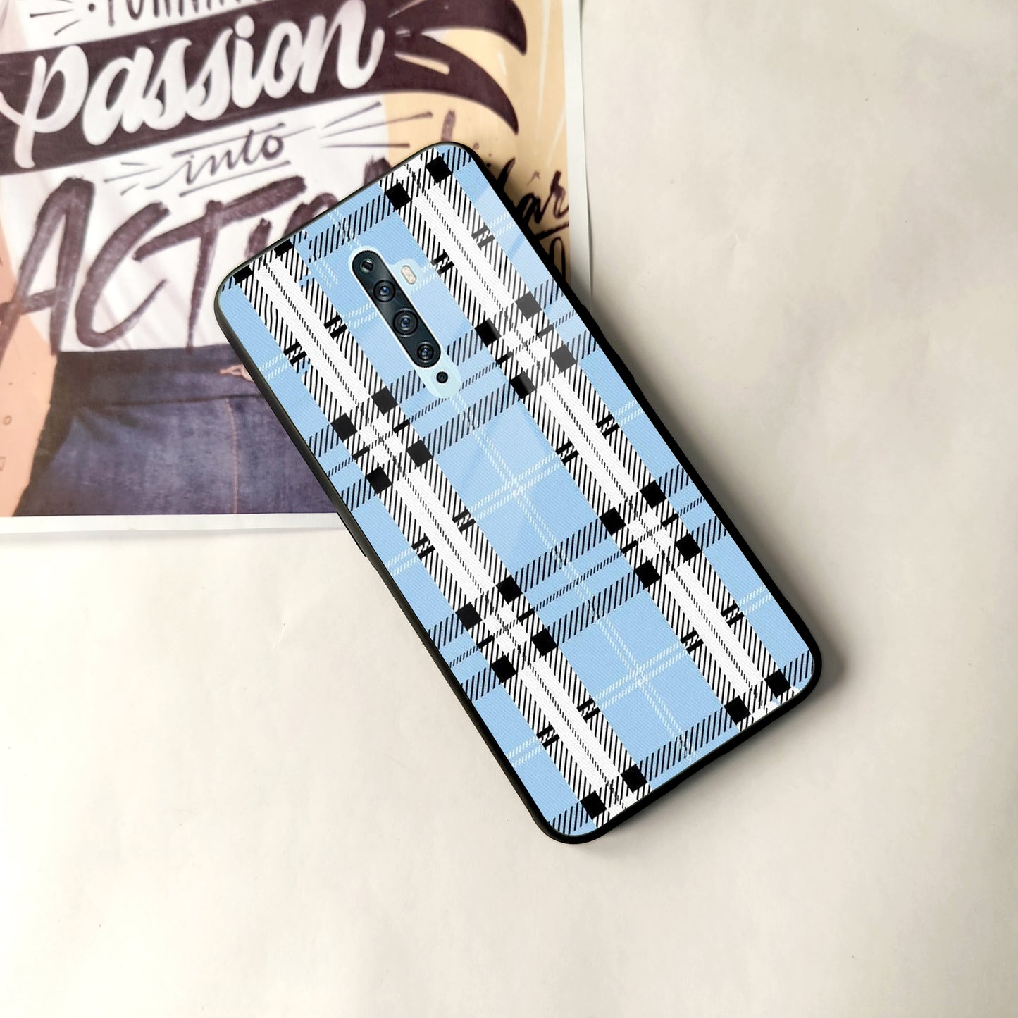Check Glass Phone Case And Cover For Oppo