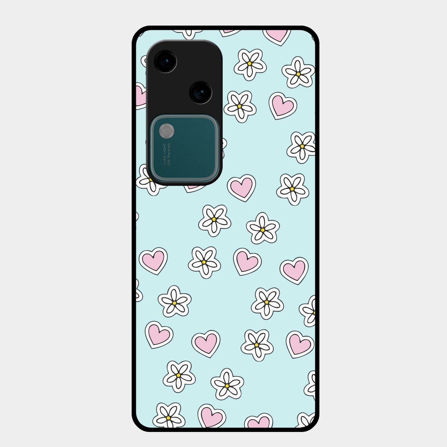 Heart With Blossom Glossy Metal Case Cover For Vivo