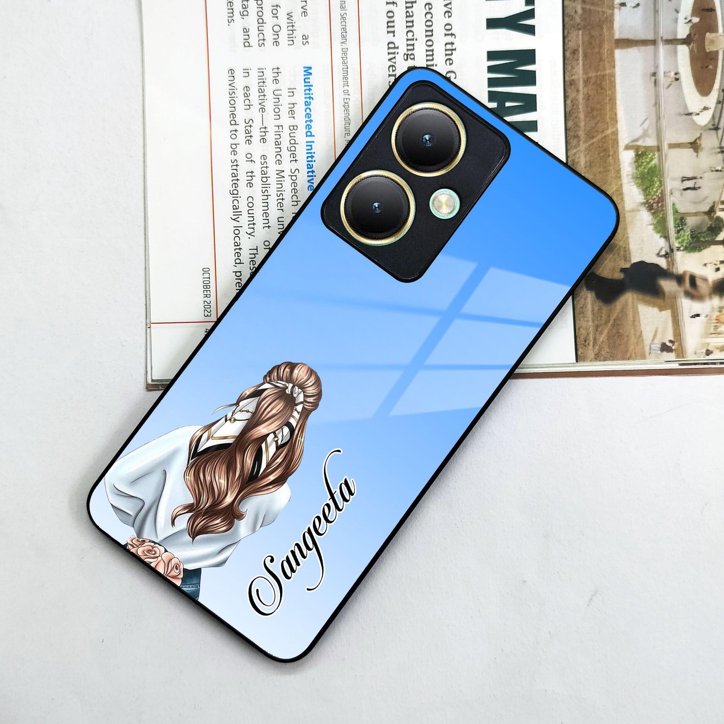 Styles Girl Customize Name Glass Case For Vivo