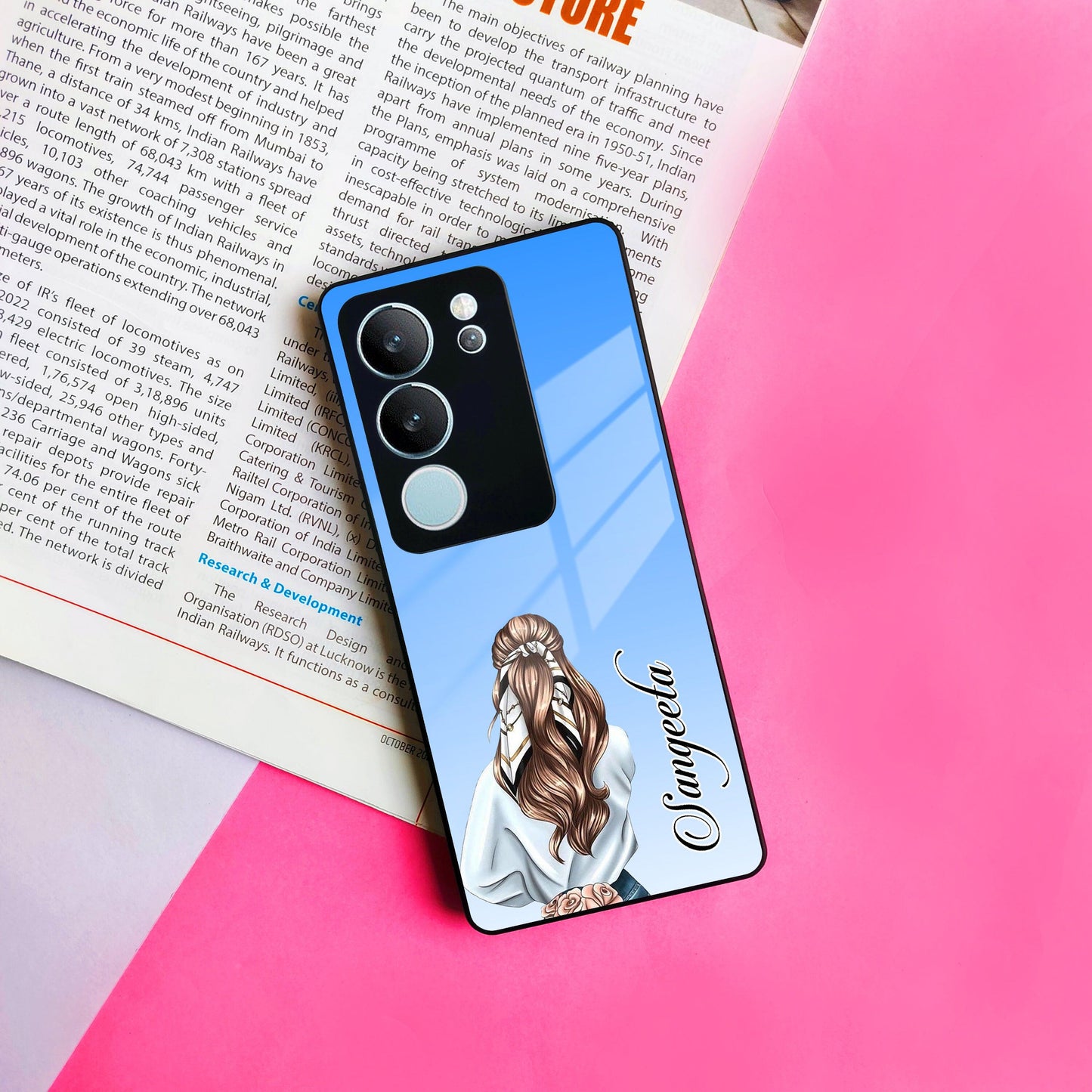 Styles Girl Customize Name Glass Case For Vivo