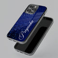 Glitter Customize Glass Case Cover Blue For Samsung Galaxy A34 5G