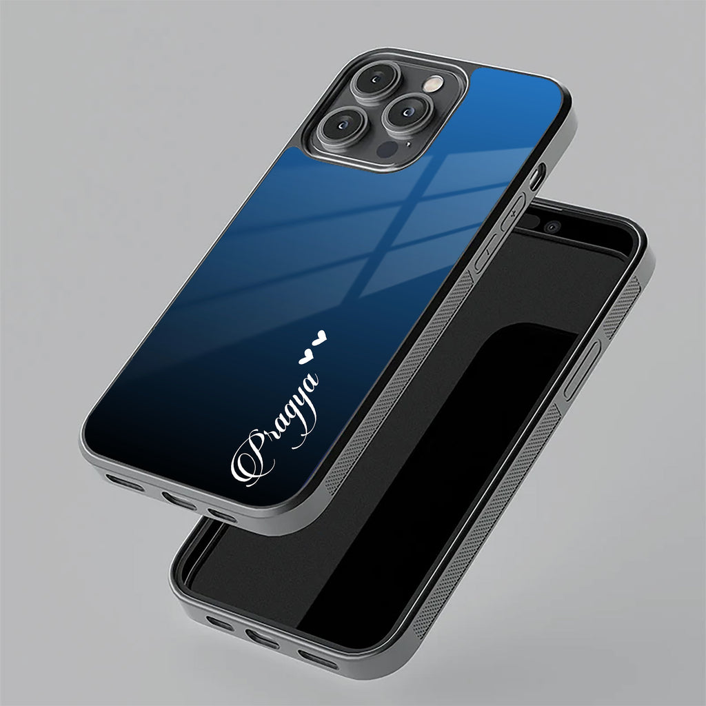 Customize Name Gradient Glass Case Cover Blue For Vivo Y12G