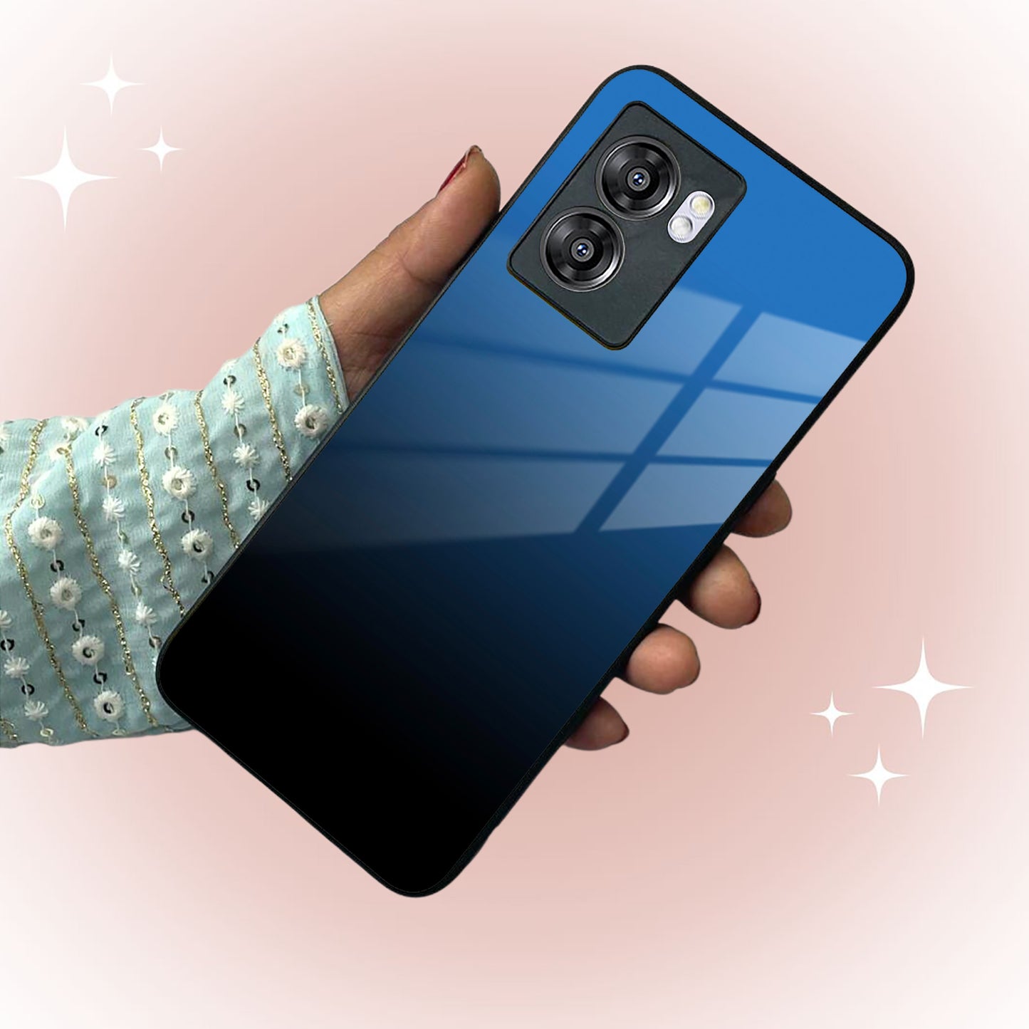 Blue Gradient Glass Case Cover For Oppo