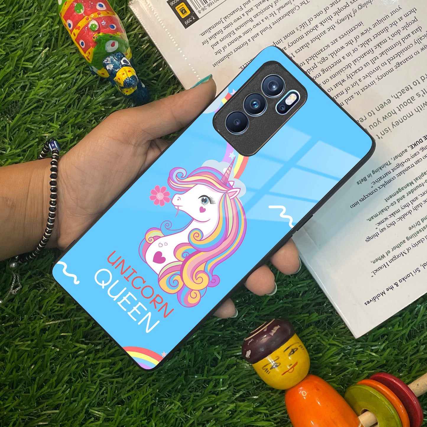 Blue Unicorn Queen Glass Phone Case For Oppo