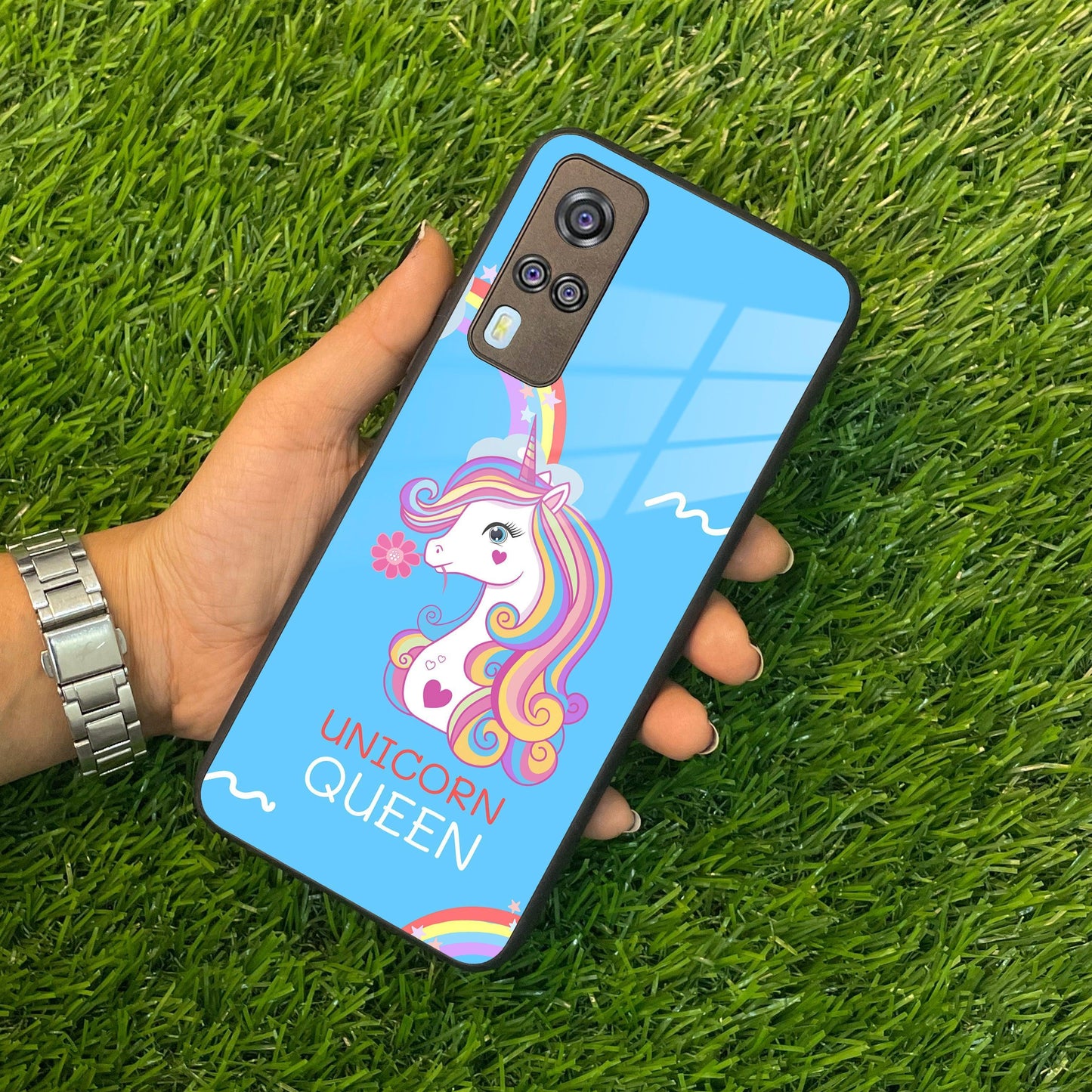 Blue Unicorn Queen Glass Phone Case For Vivo