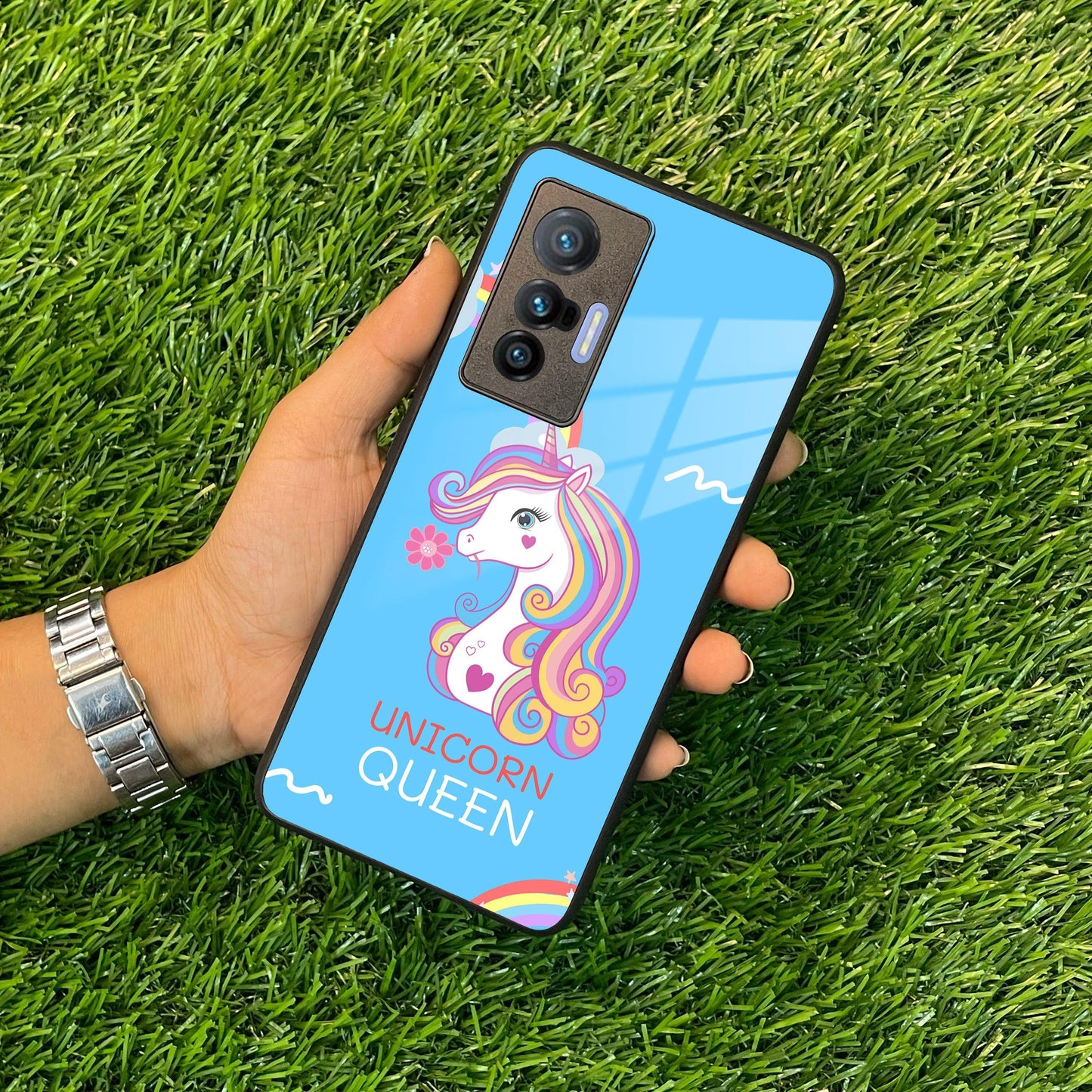 Blue Unicorn Queen Glass Phone Case For Vivo