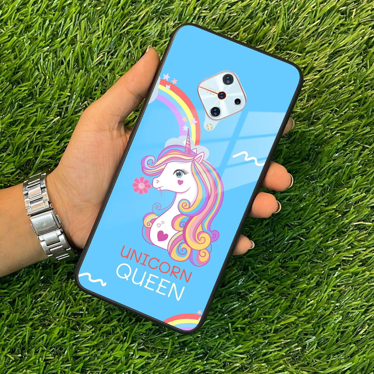 Blue Unicorn Queen Glass Phone Case For Vivo