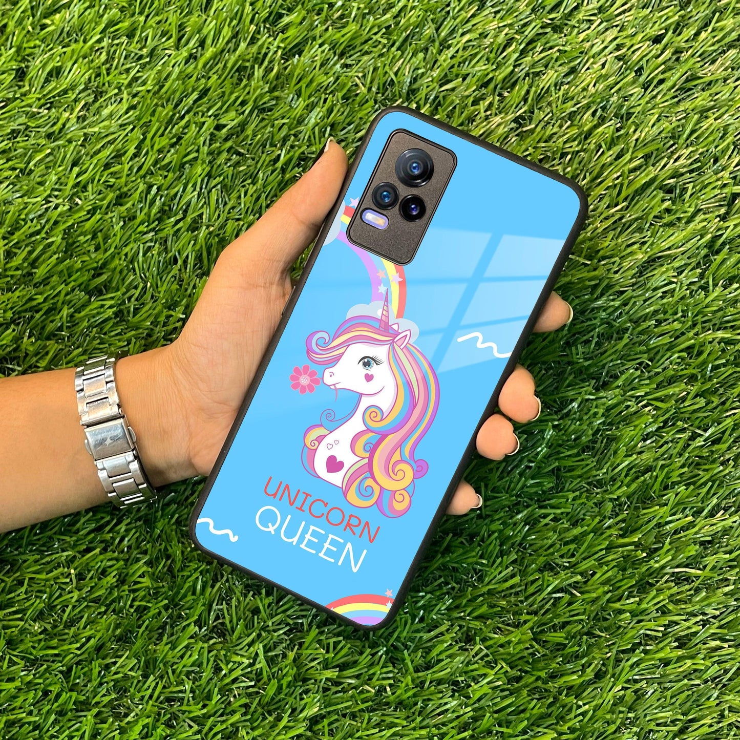 Blue Unicorn Queen Glass Phone Case For Vivo