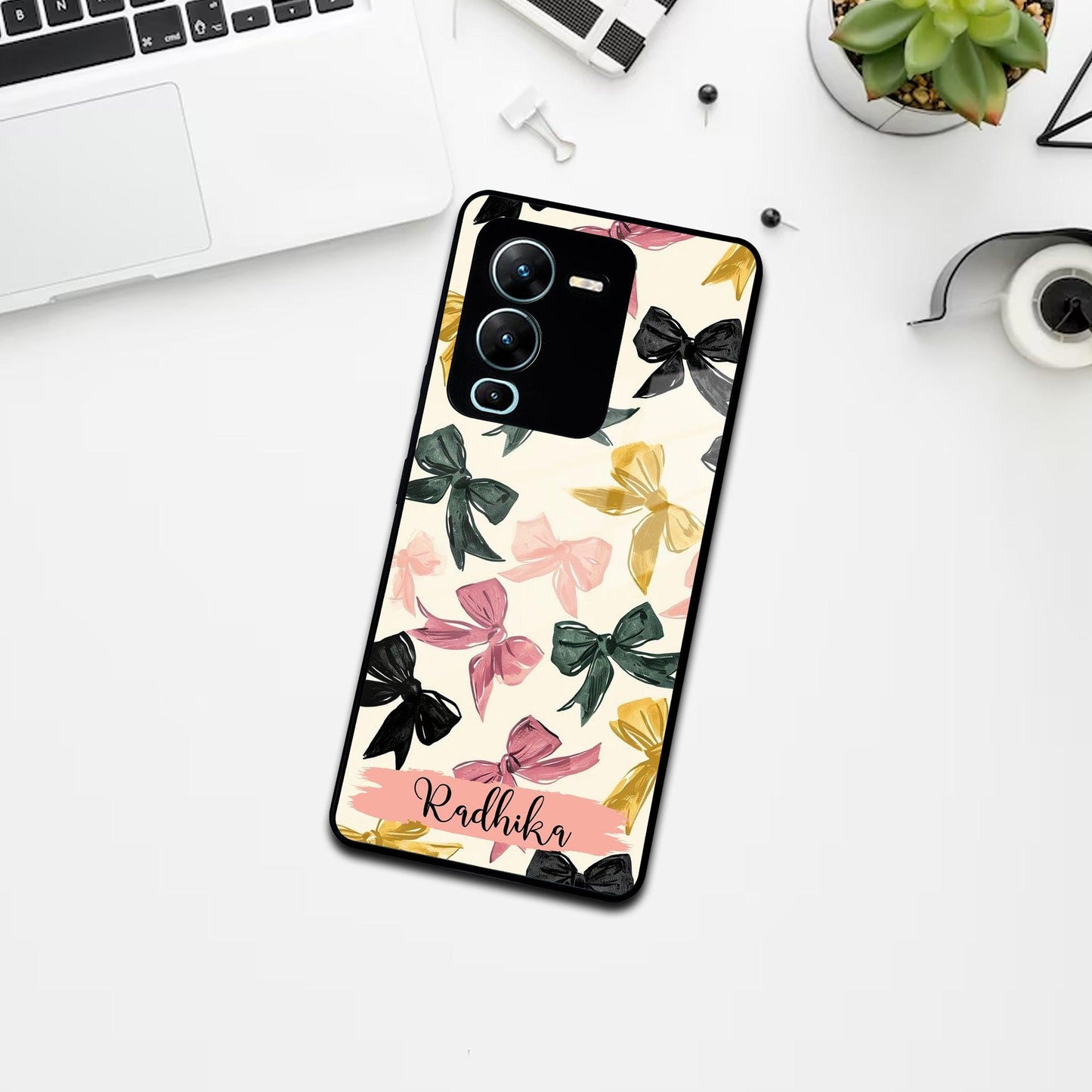 Bow Customize Glass Case Cover For Vivo