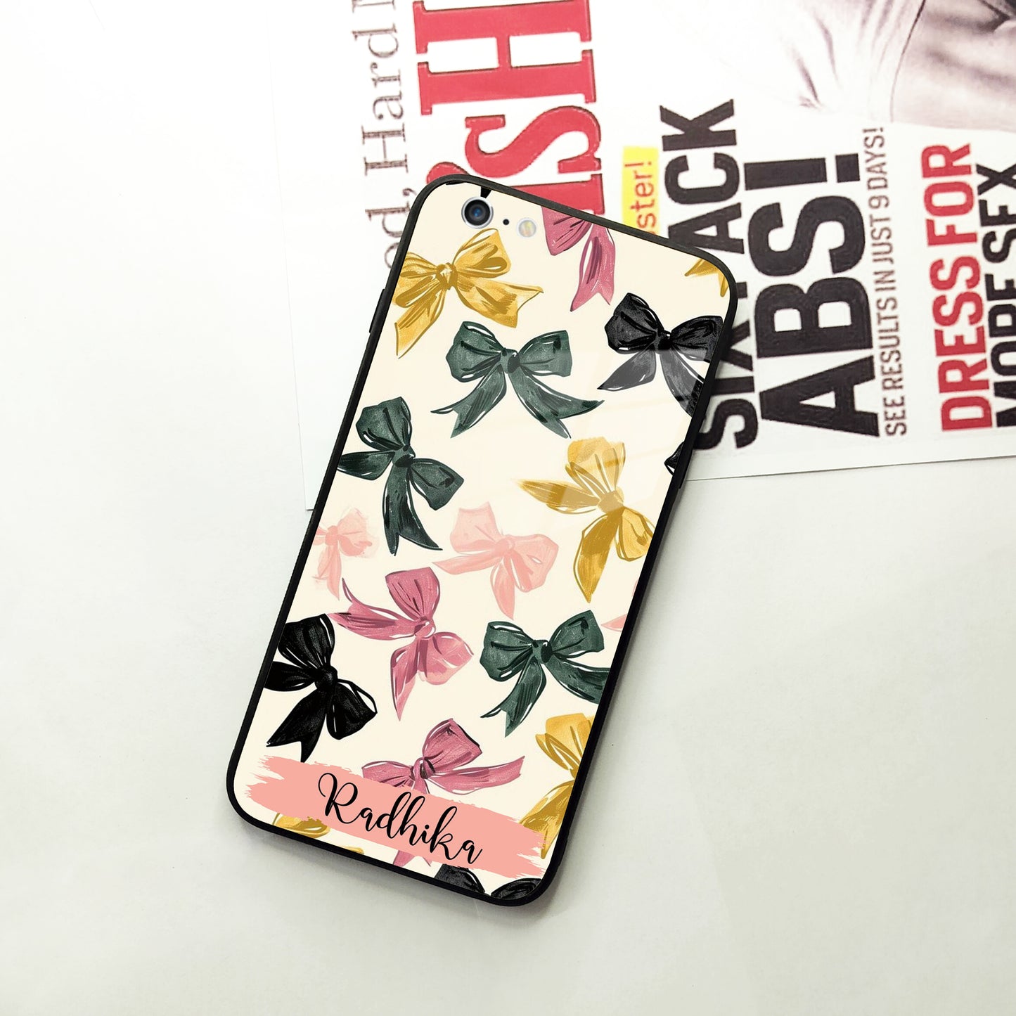 Bow Customize  Glass Case Cover For iPhone
