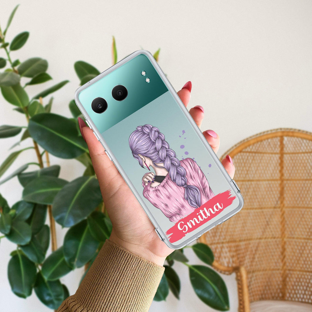 Braid Girl Customize Transparent Silicon Case For OnePlus Nord 4 5G