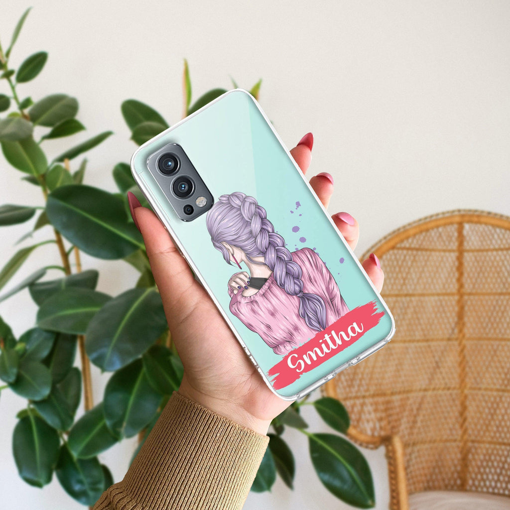 Braid Girl Customize Transparent Silicon Case For OnePlus Nord 2 5G