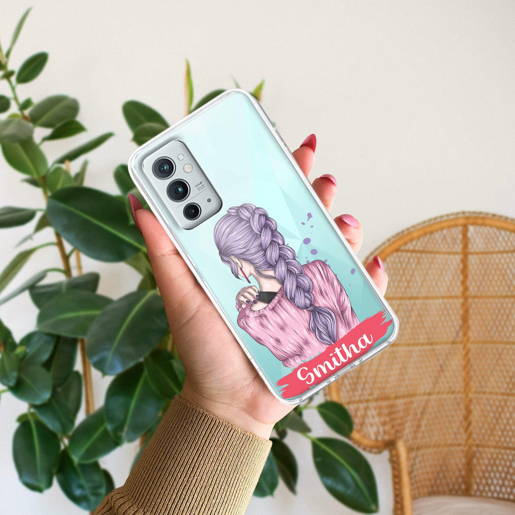 Braid Girl Customize Transparent Silicon Case For OnePlus 9RT 5G