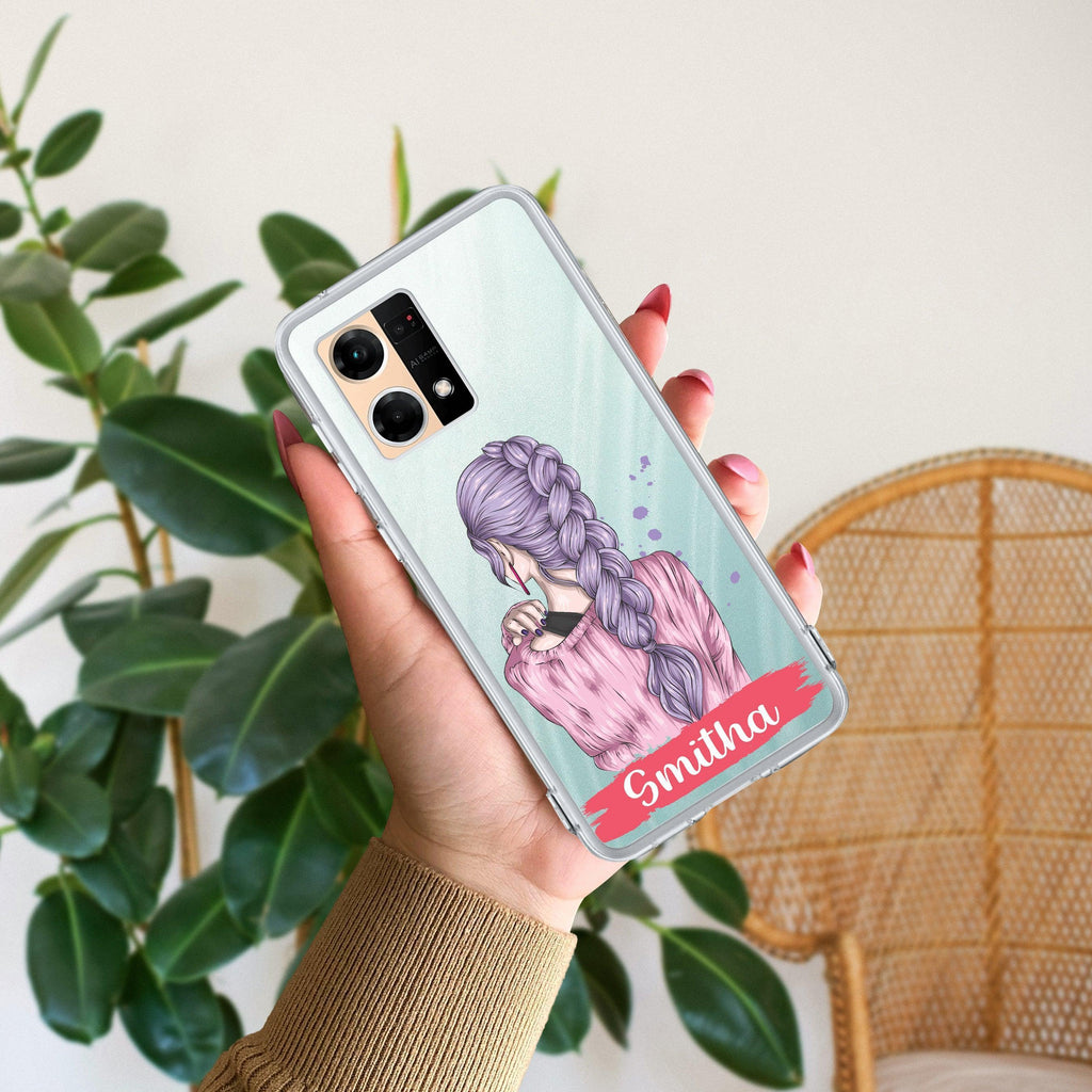 Braid Girl Customize Anti Yellow Case For Oppo F21 Pro (4G)