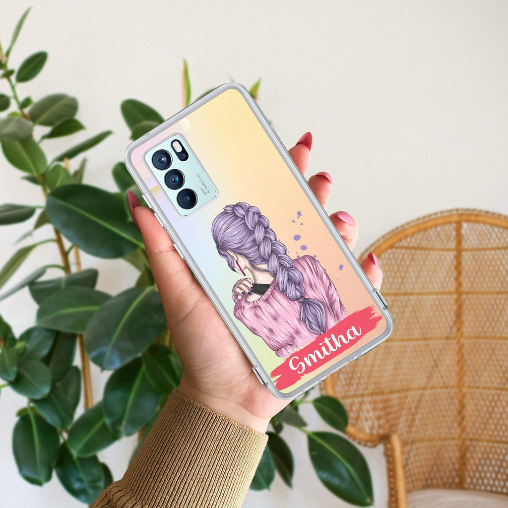 Braid Girl Customize Anti Yellow Case For Oppo Reno 6 Pro 5G