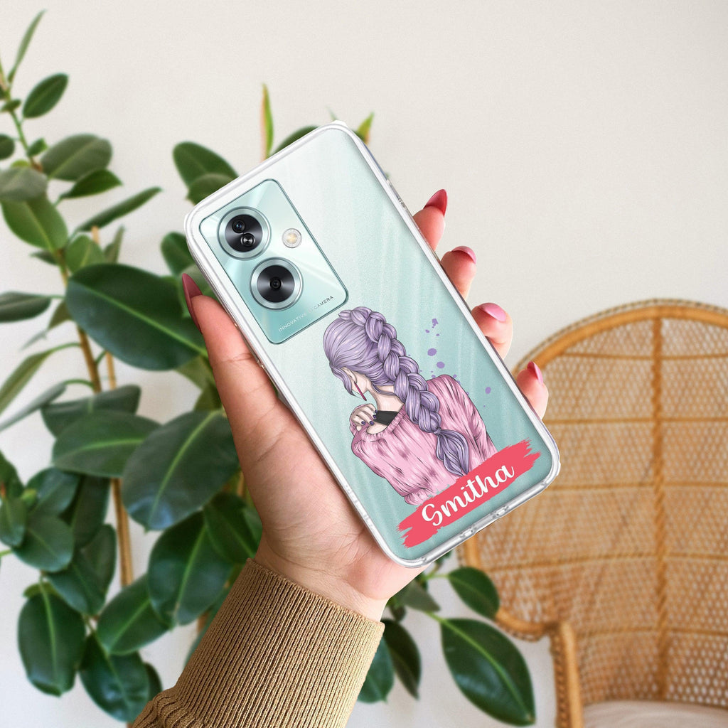 Braid Girl Customize Anti Yellow Case For Oppo A79 5G