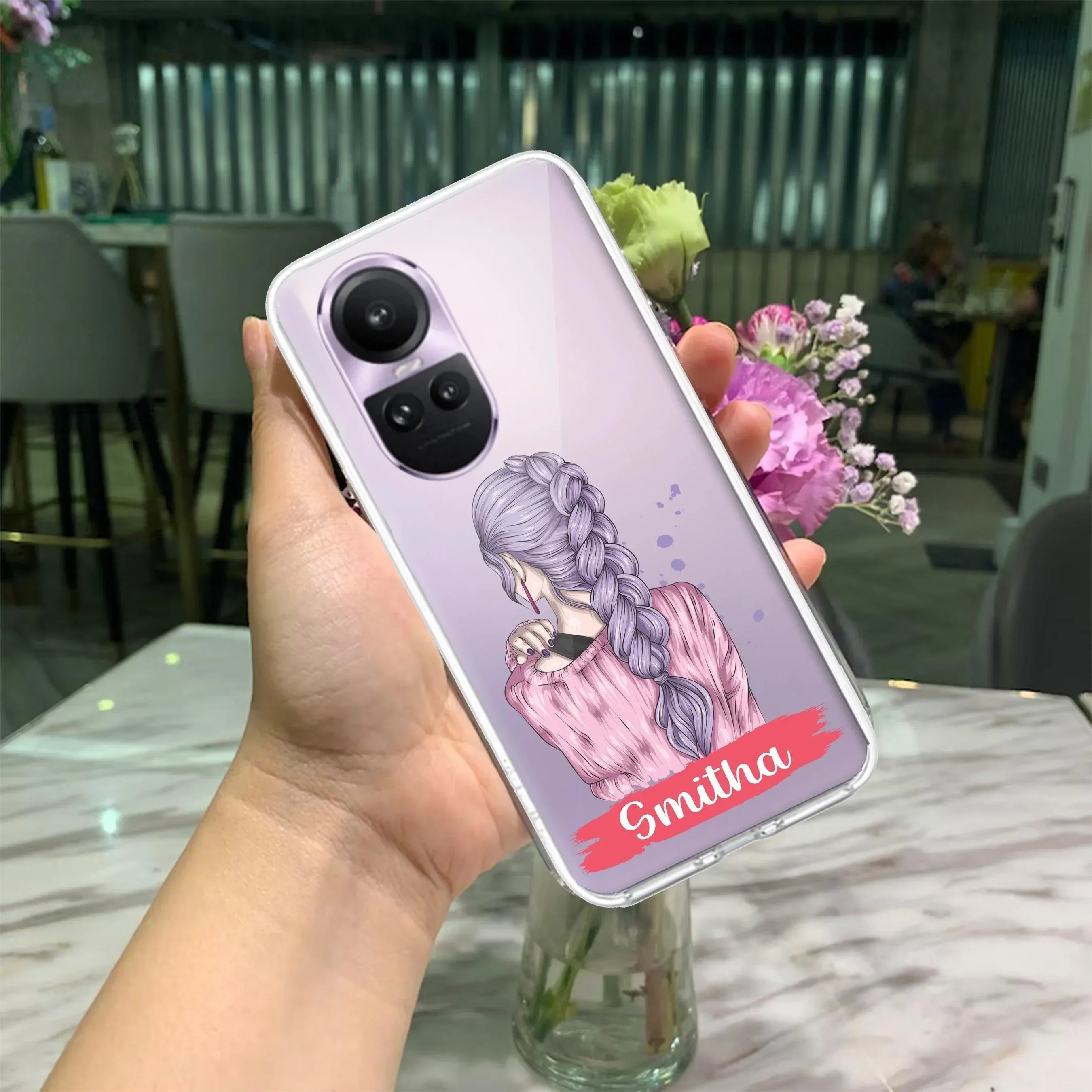 Braid Girl Customize Transparent Silicon Case For Oppo Reno 10 5G