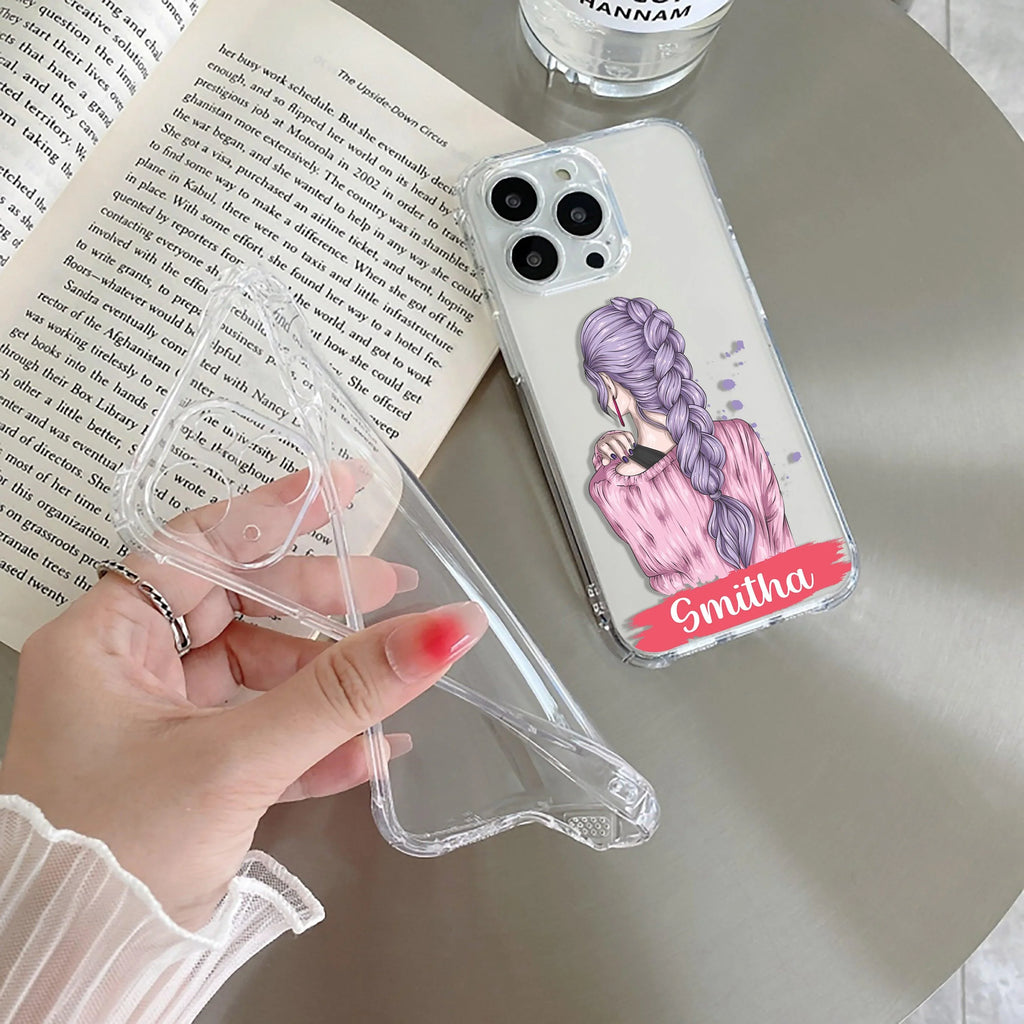 Braid Girl Customize Transparent Silicon Case For Oppo Reno 12 Pro 5G