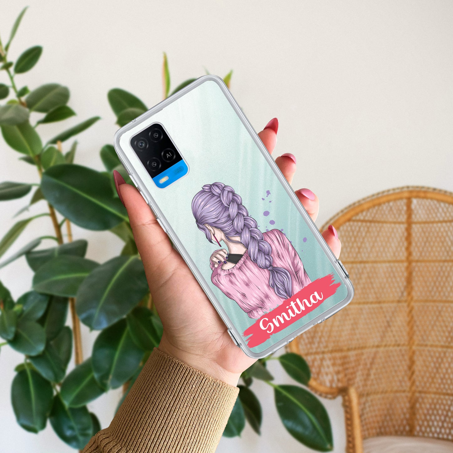 Braid Girl Customize Transparent Silicon Case For Oppo - ShopOnCliQ