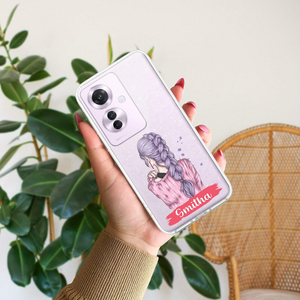 Braid Girl Customize Anti Yellow Case For Oppo F25 Pro 5G