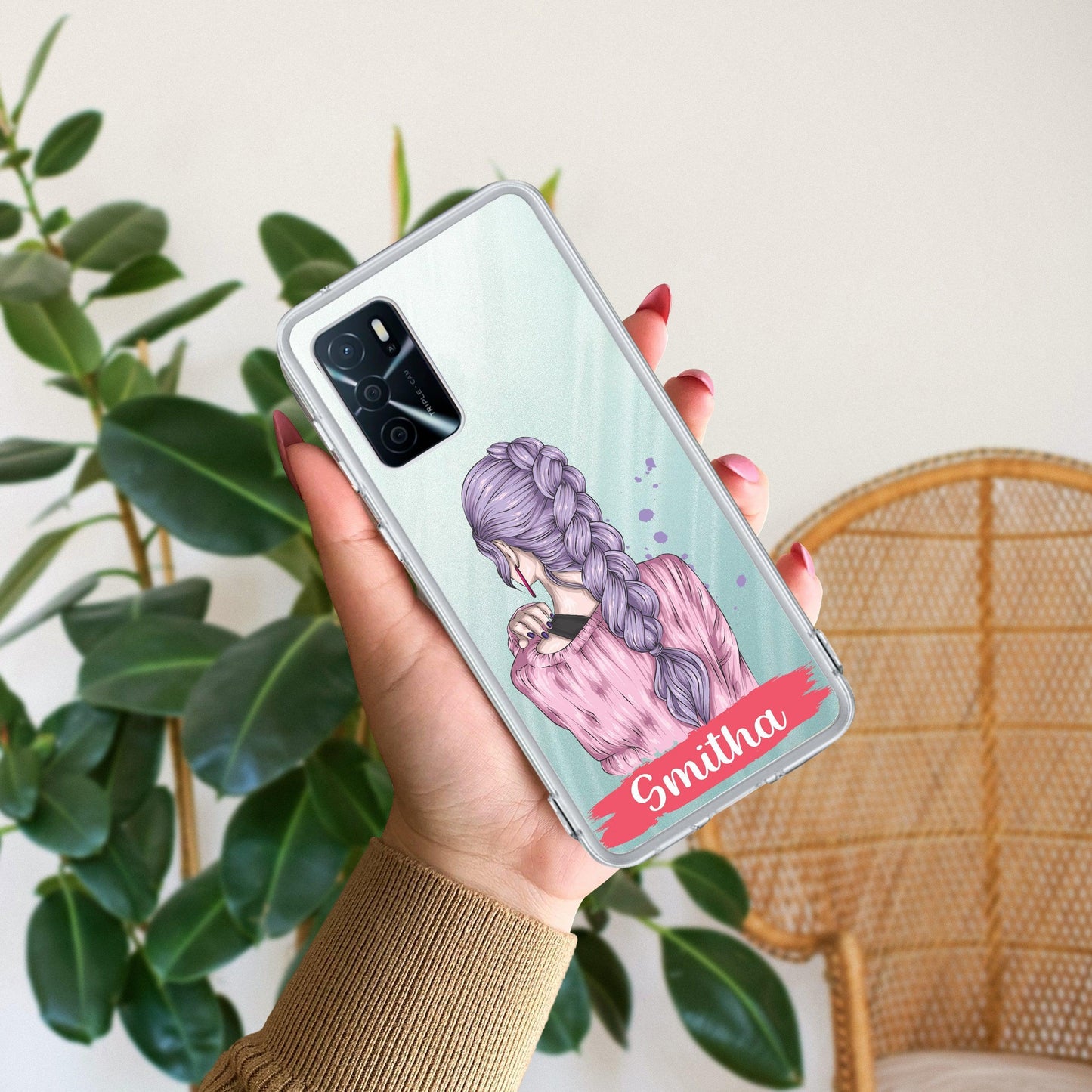 Braid Girl Customize Transparent Silicon Case For Oppo - ShopOnCliQ