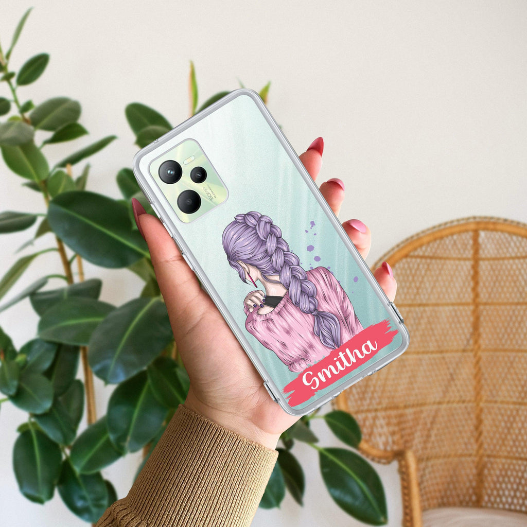 Braid Girl Customize Anti Yelllow Case For Realme C35 / Realme Narzo 50A Prime