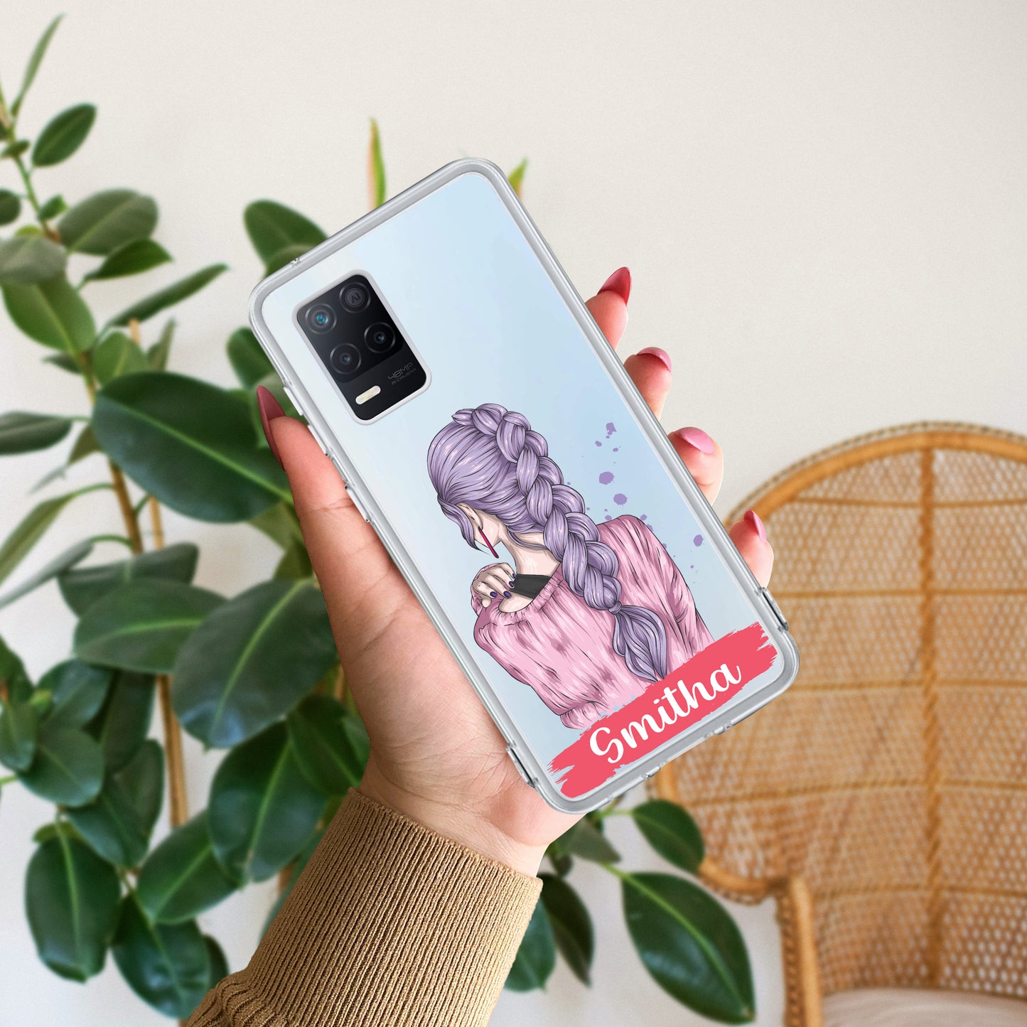 Braid Girl Customize Transparent Silicon Case For Realme/Narzo - ShopOnCliQ