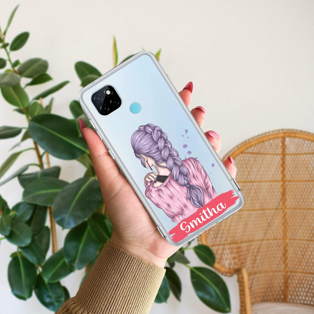 Braid Girl Customize Transparent Silicon Case For Realme 12 5G