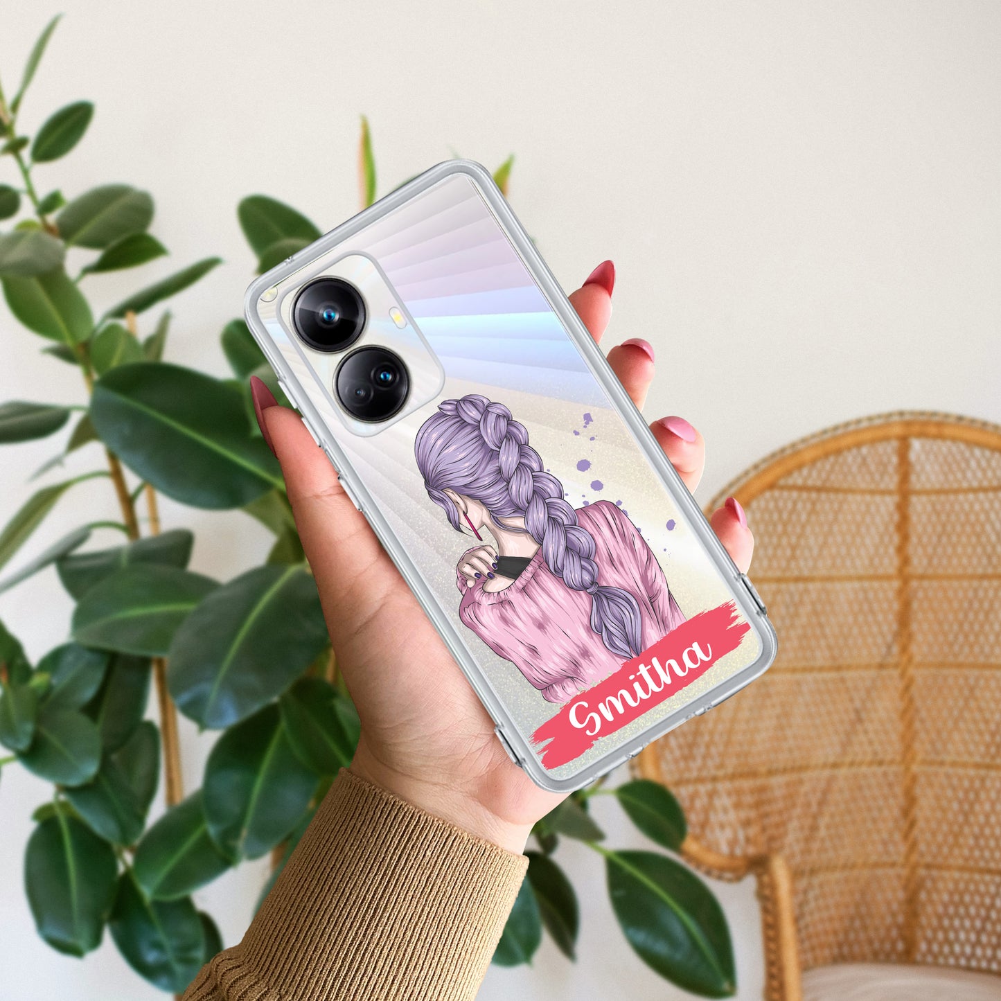 Braid Girl Customize Transparent Silicon Case For Realme/Narzo - ShopOnCliQ