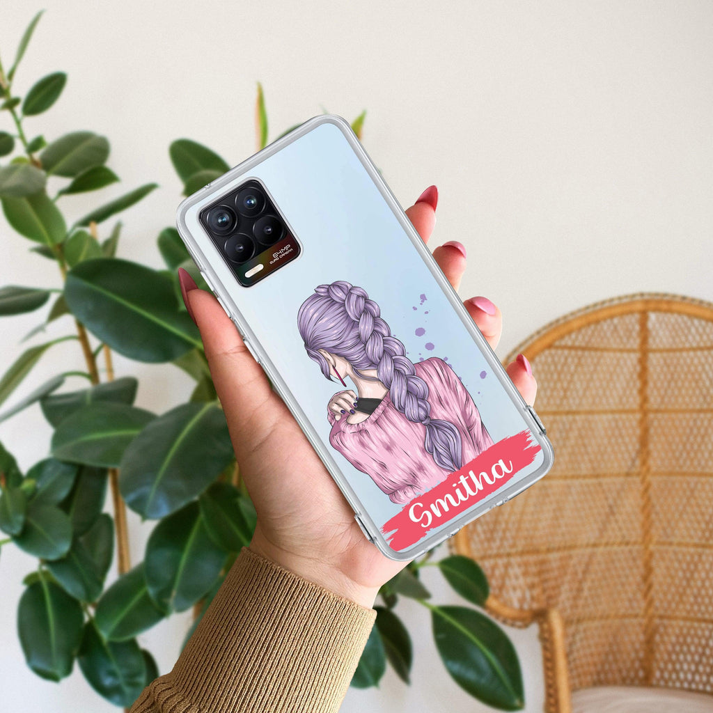 Braid Girl Customize Anti Yelllow Case For Realme 8 4G / Realme 8 Pro