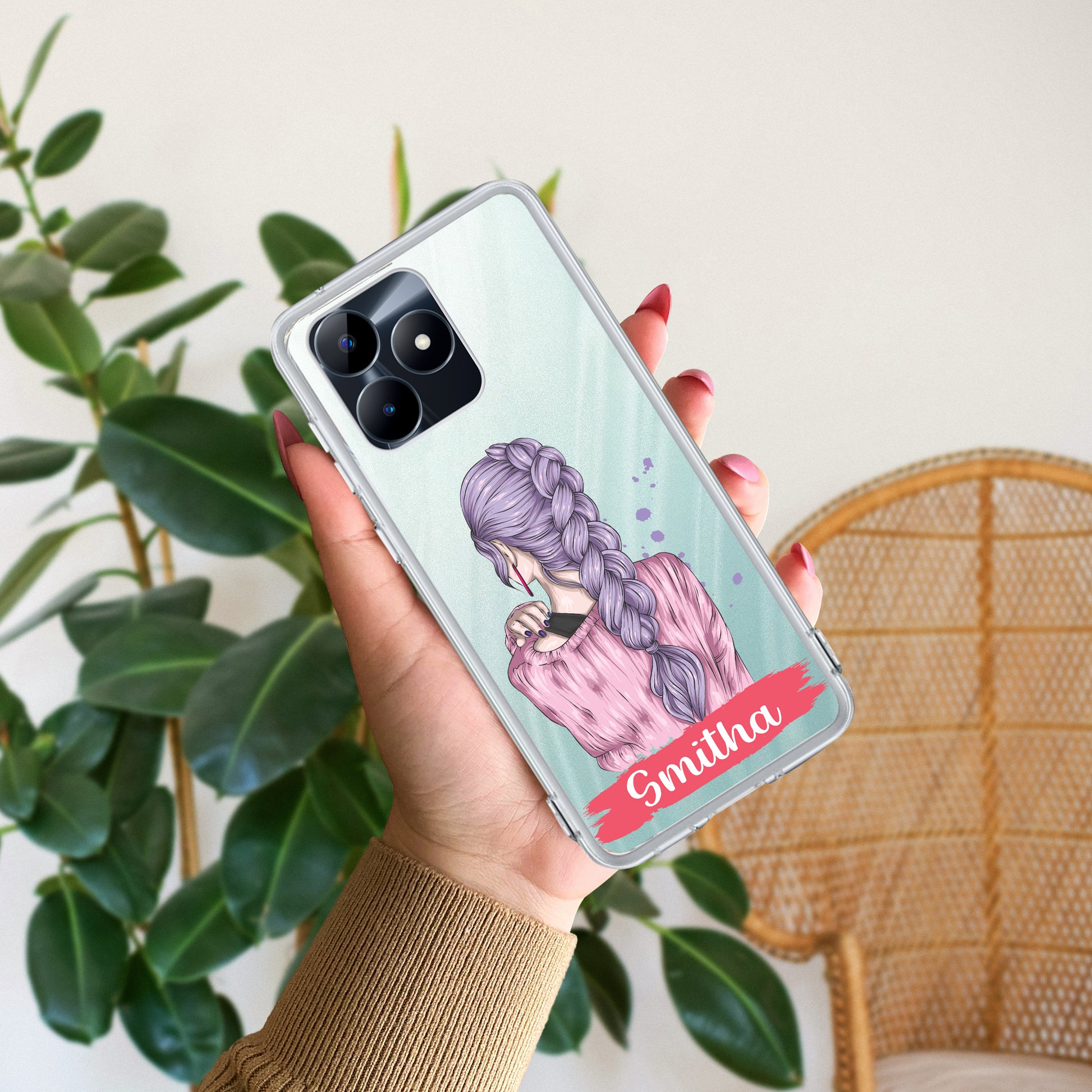 Braid Girl Customize Transparent Silicon Case For Realme/Narzo - ShopOnCliQ