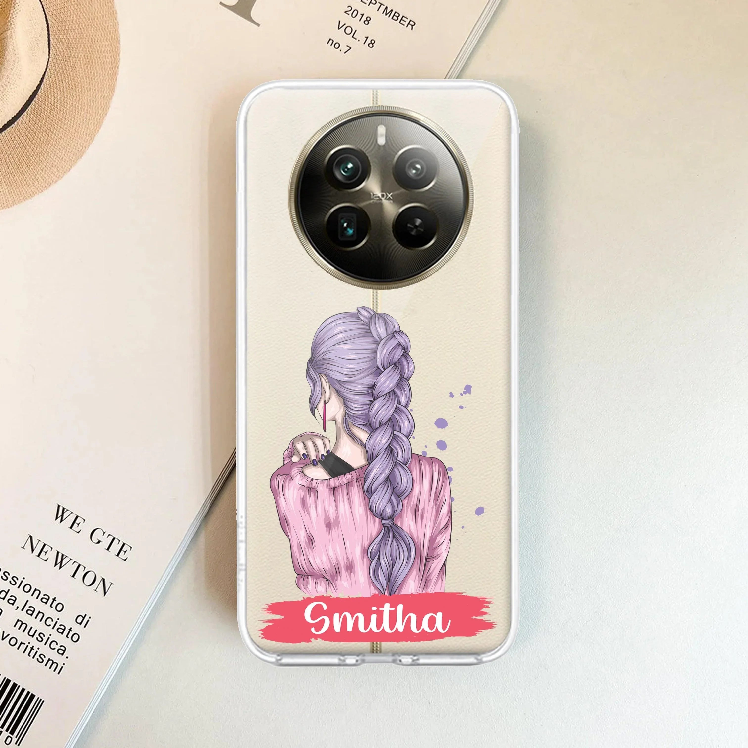 Braid Girl Customize Transparent Silicon Case For Realme 14 Pro Lite 5G