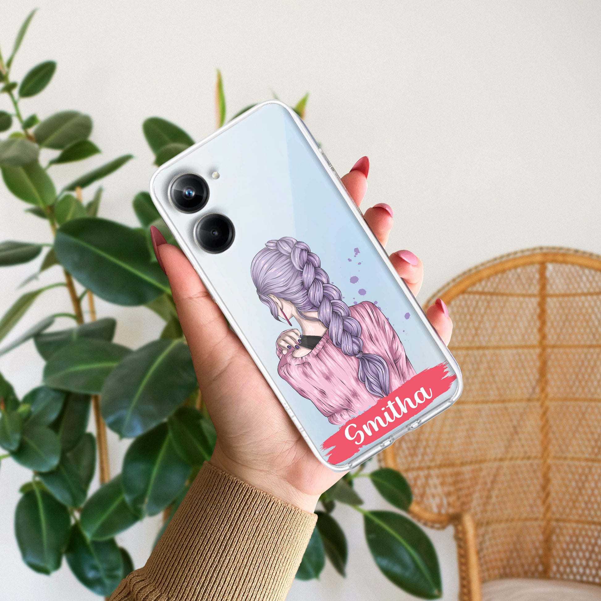 Braid Girl Customize Transparent Silicon Case For Realme/Narzo - ShopOnCliQ