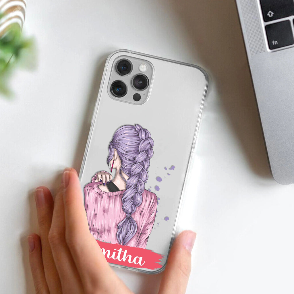 Braid Girl Customize Transparent Silicon Case For Realme 8 4G / Realme 8 Pro