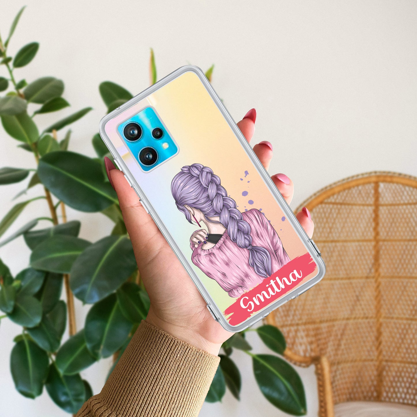 Braid Girl Customize Transparent Silicon Case For Realme/Narzo - ShopOnCliQ