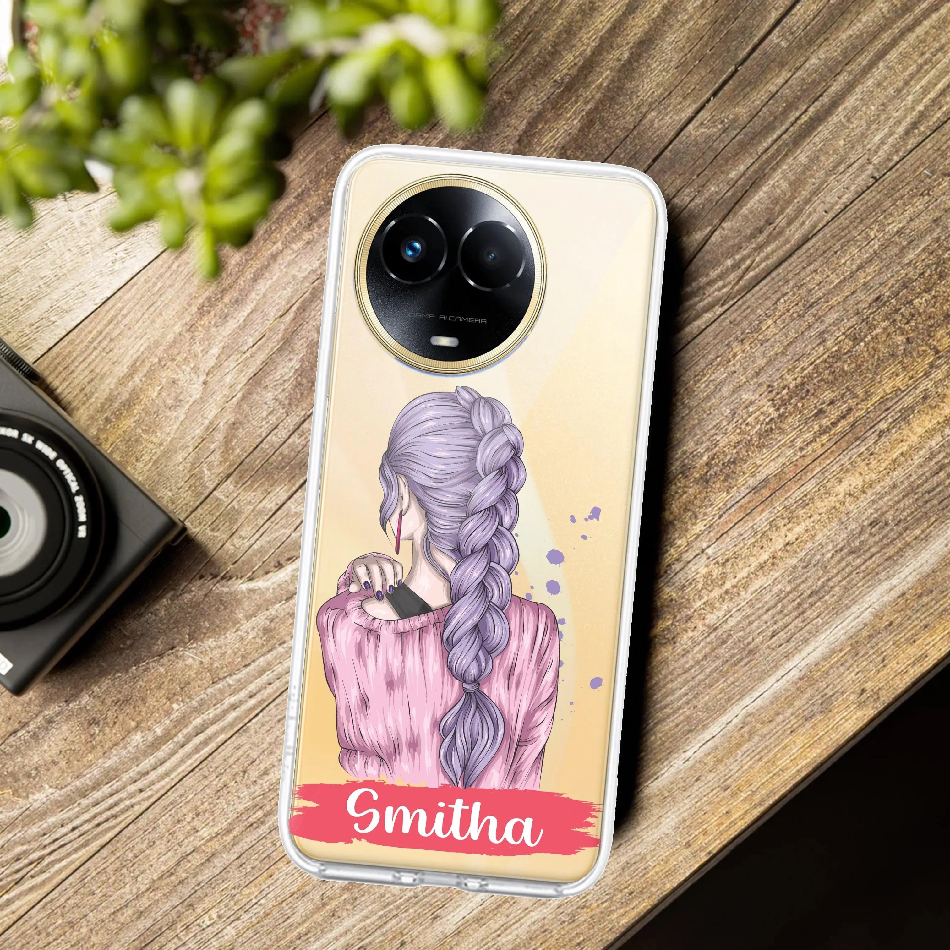 Braid Girl Customize Transparent Silicon Case For Realme Narzo 60X /  Realme 11X