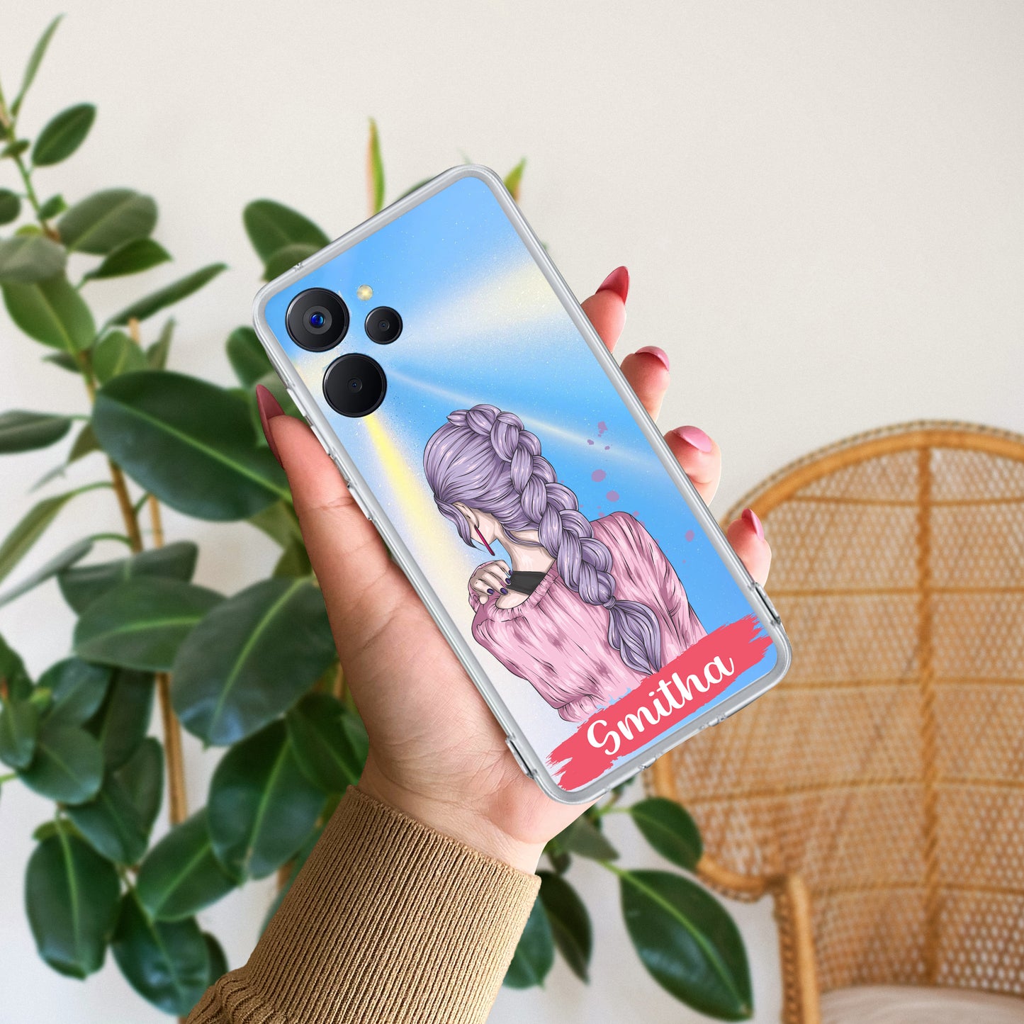 Braid Girl Customize Transparent Silicon Case For Realme/Narzo - ShopOnCliQ