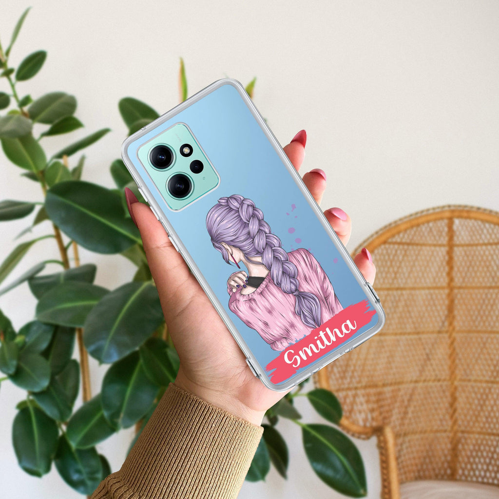 Braid Girl Customize Transparent Silicon Case For Mi 11i
