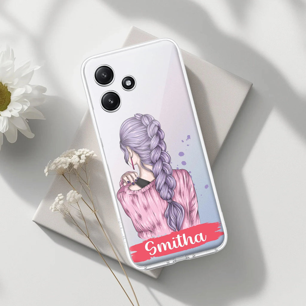 Braid Girl Customize Transparent Silicon Case For Redmi 13 5G