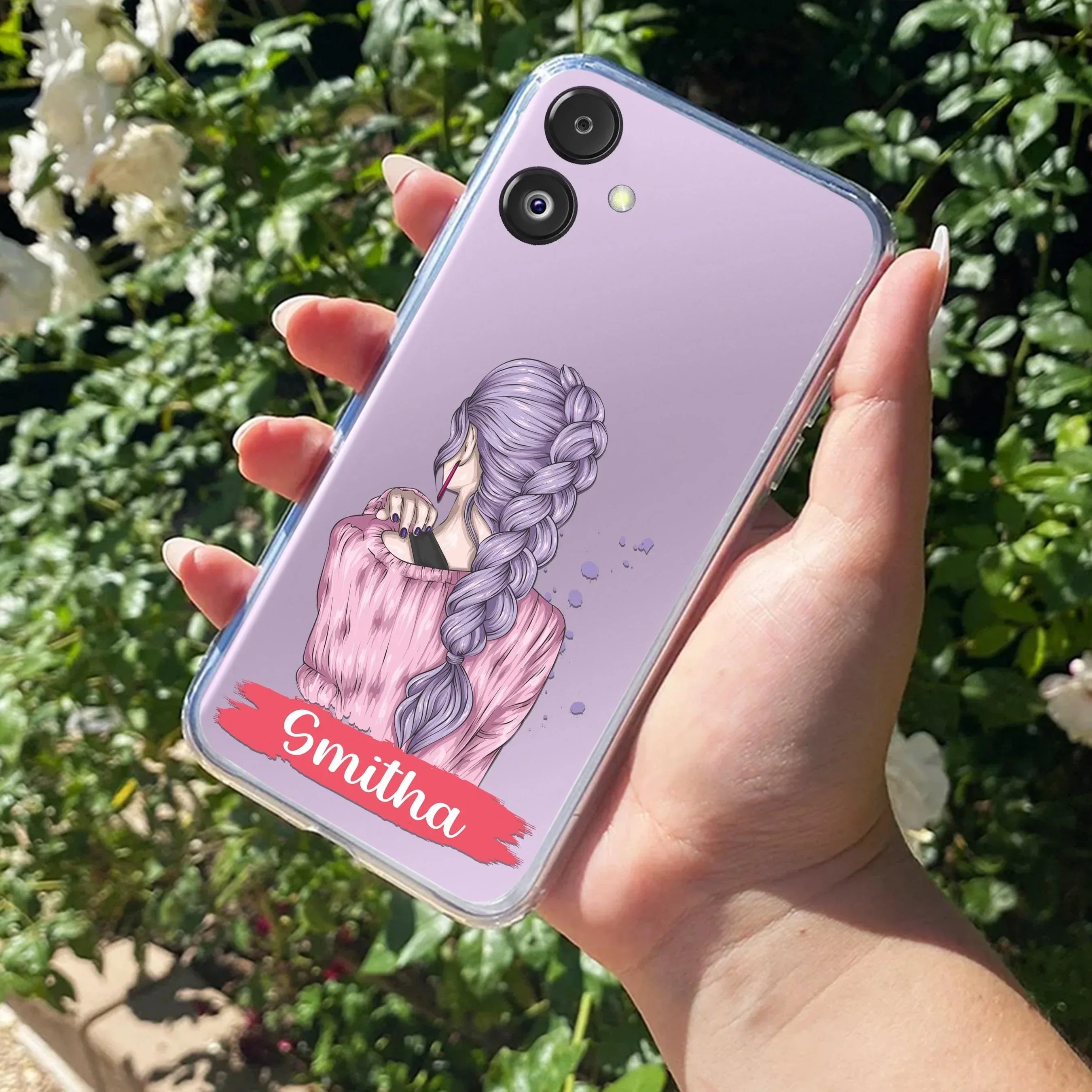 Braid Girl  Customize Transparent Silicon Case For Samsung Galaxy M13 5G