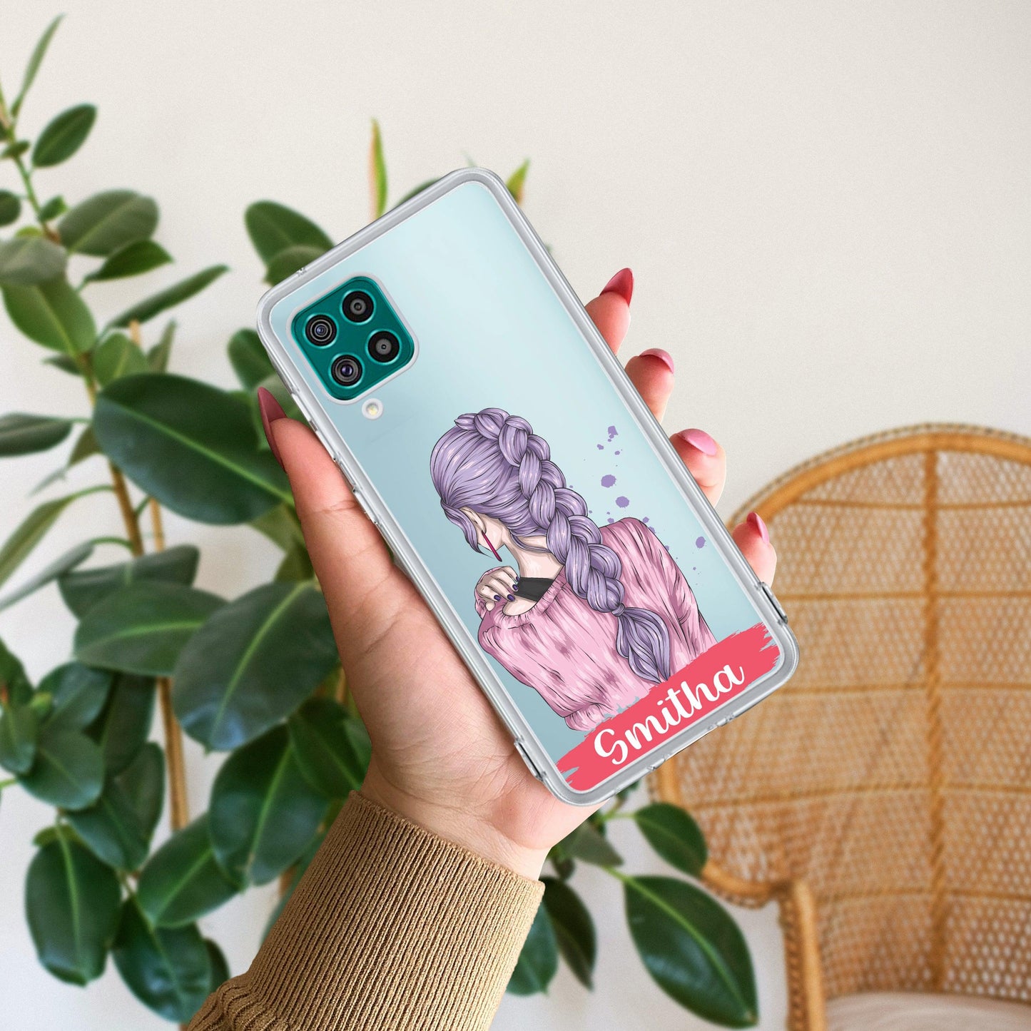 Braid Girl  Customize Transparent Silicon Case For Samsung