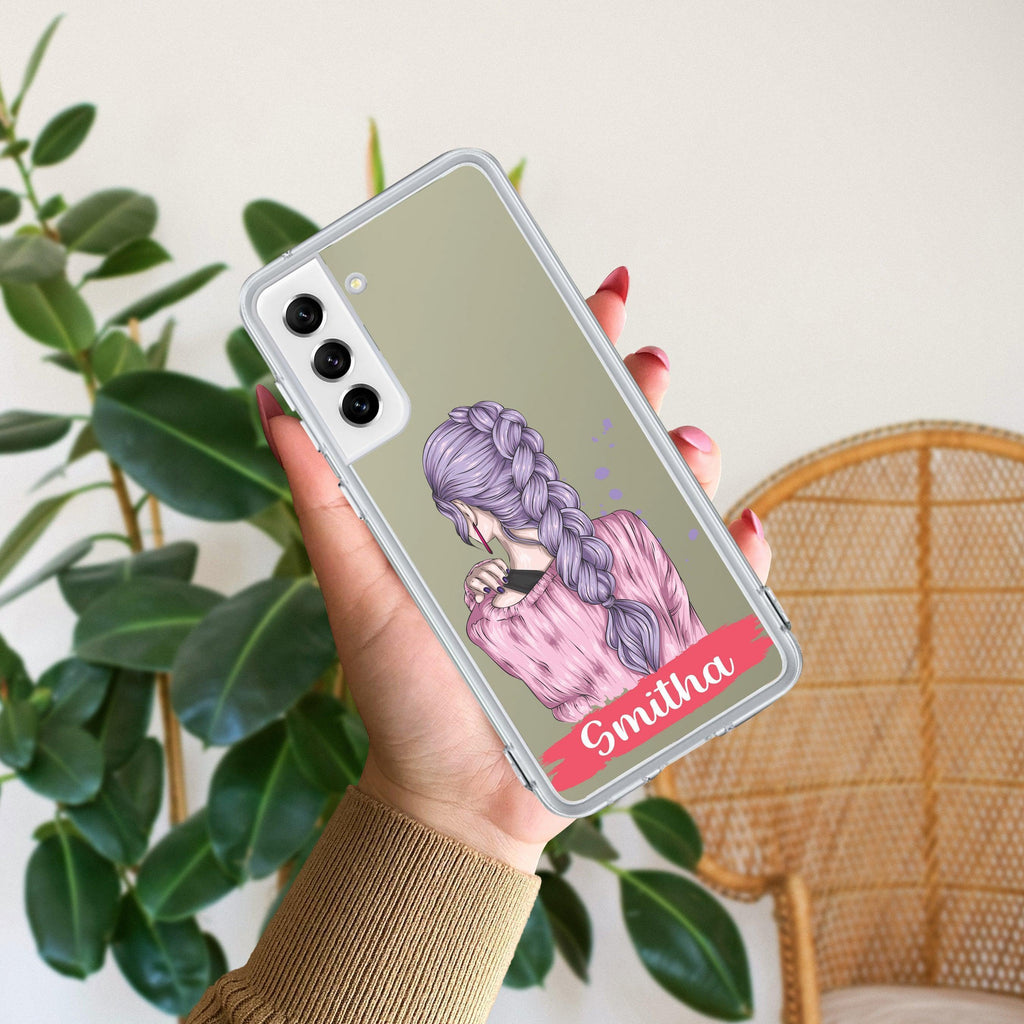 Braid Girl  Customize Anti Yellow Case For Samsung Galaxy S22 Plus 5G
