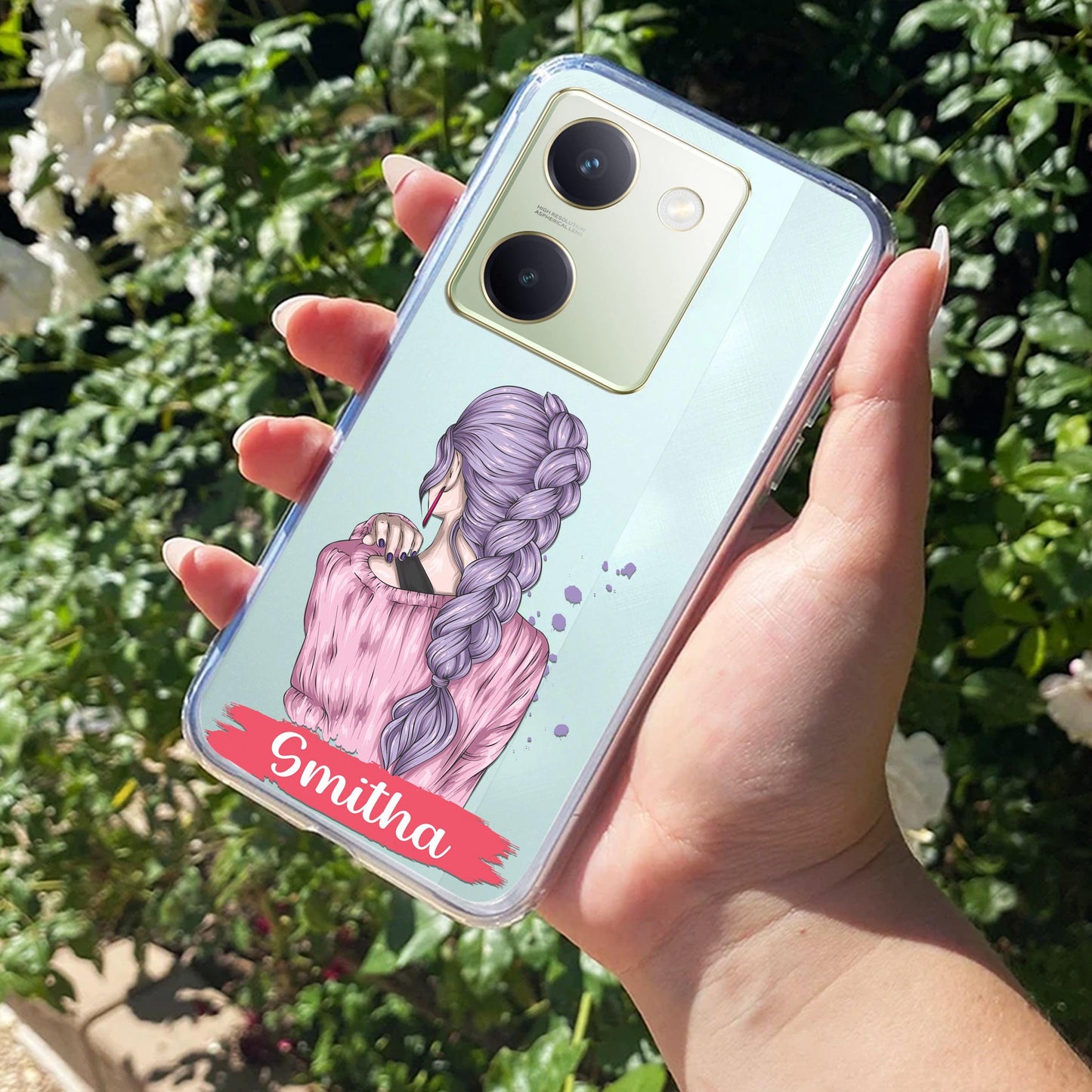 Braid Girl Customize Transparent Silicon Case For Vivo